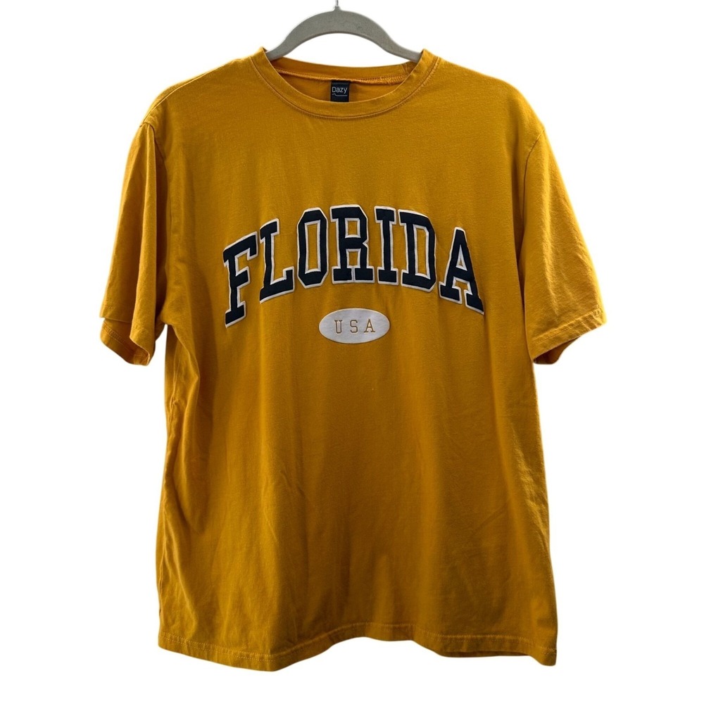 Florida USA‎ Graphic Yellow T-Shirt By Dazy Medium Tee Casual Summer Unisex Gold